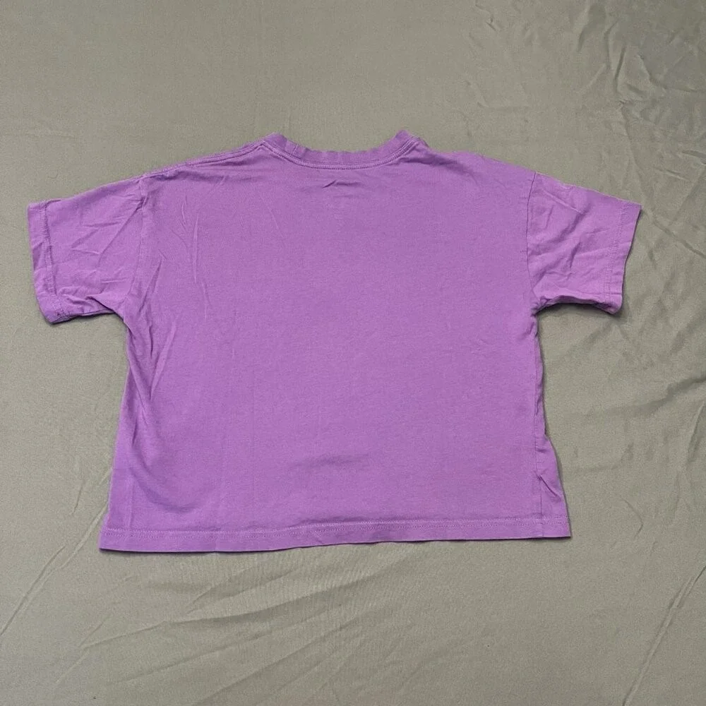 Nike Crop Tee Girls Medium Purple Patterned Logo Graphic Short Sleeve Shirt